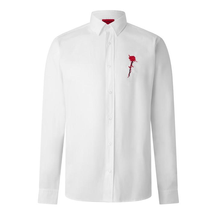 Hugo Men's White Long Sleeve Plain Shirt in Size XL, Sports Direct