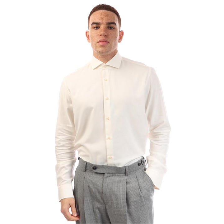 Boss Men's White H Joe Spread Long Sleeve Oxford Shirt in Size 42, Sports Direct