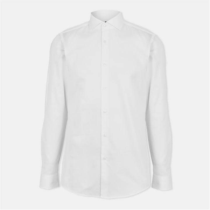 Boss Men's White H Hank Spread Long Sleeve Oxford Shirt in Size 37, Sports Direct