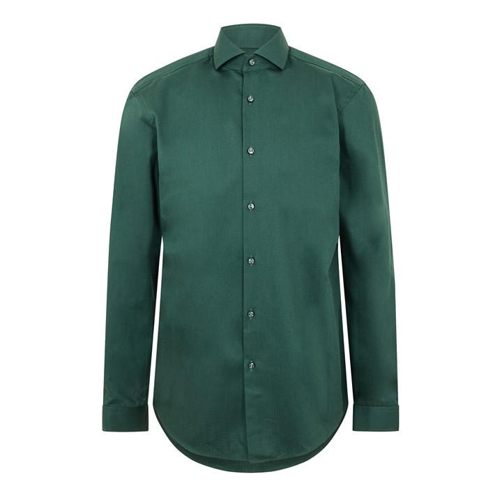 Boss Men's Green H Hank Spread Long Sleeve Oxford Shirt in Size M, Sports Direct