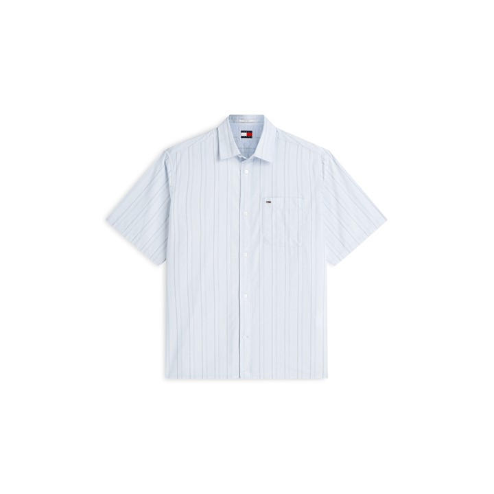 Tommy Jeans Men's Blue Patterned Short Sleeve Shirt in Size 2XL, Sports Direct