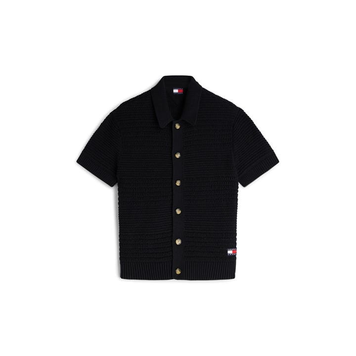 Tommy Jeans Men's Black Patterned Short Sleeve Shirt in Size M, Sports Direct