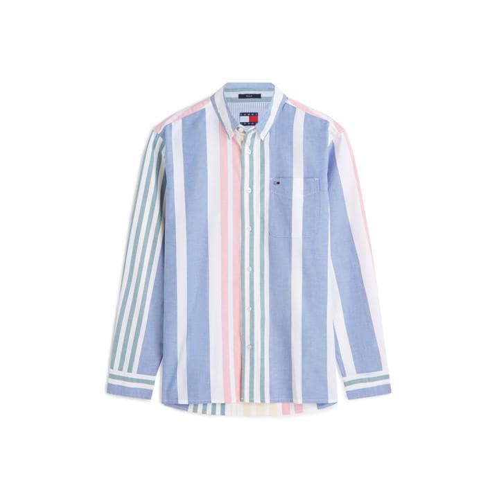 Tommy Jeans Men's  Long Sleeve Patterned Shirt in Size M, Sports Direct