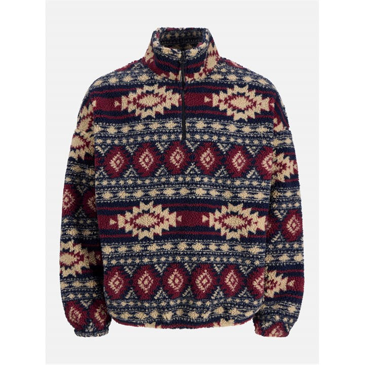 Jack And Jones Men's Blue Eddie Teddy Fleece Half Zip Top in Size 2XL, Sports Direct