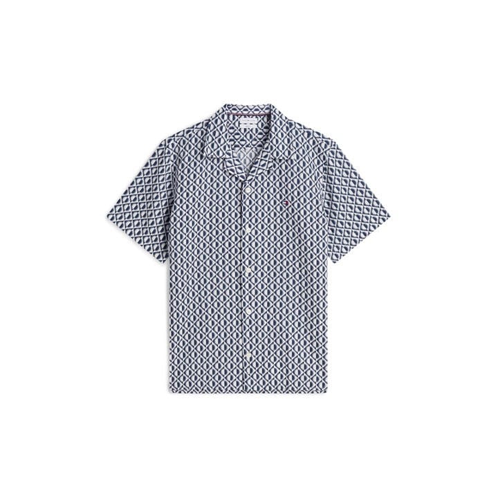 Tommy Hilfiger Men's Blue Patterned Short Sleeve Shirt in Size XL, Sports Direct
