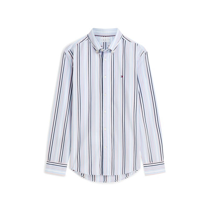 Tommy Hilfiger Men' Pink Long Sleeve Patterned Shirt in Size S, Sports Direct