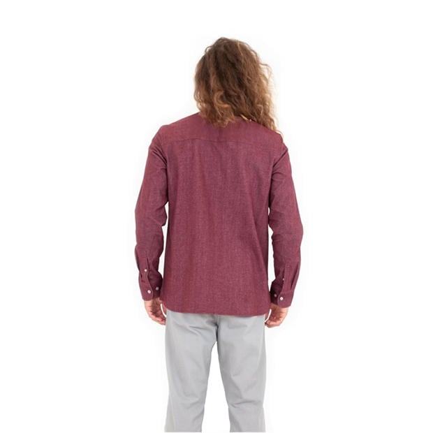 Burgundy - Roamers and Seekers - Men's Willow Long Sleeve Plain Shirt