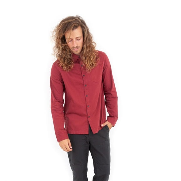 Burgundy - Roamers and Seekers - Men's Plaskett Long Sleeve Plain Shirt