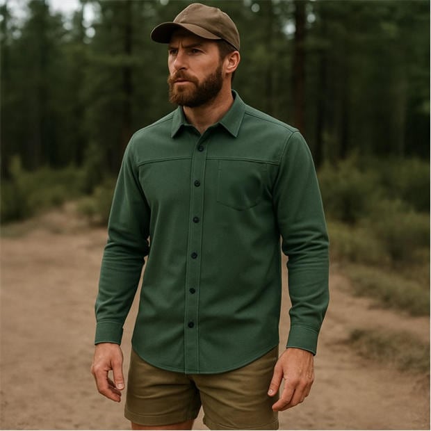 Sage - Roamers and Seekers - Men's Plaskett Long Sleeve Plain Shirt