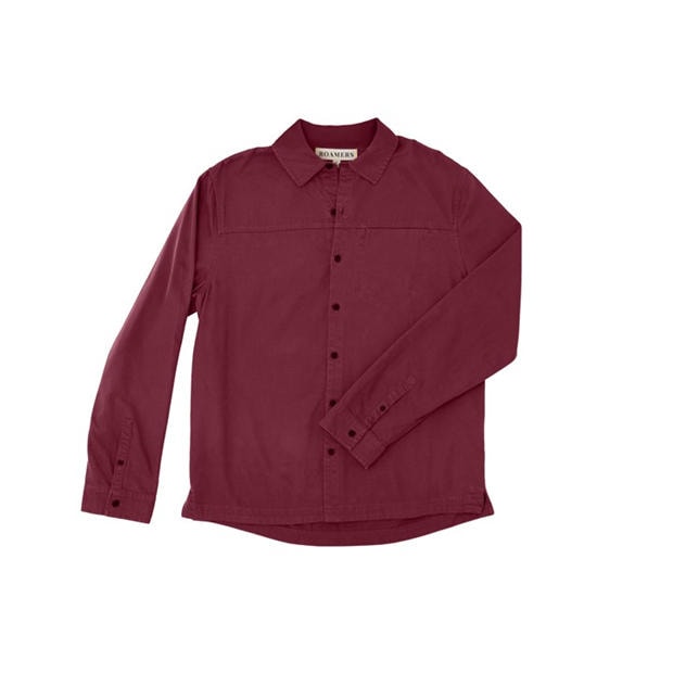 Merlot - Roamers and Seekers - Men's Plaskett Long Sleeve Plain Shirt