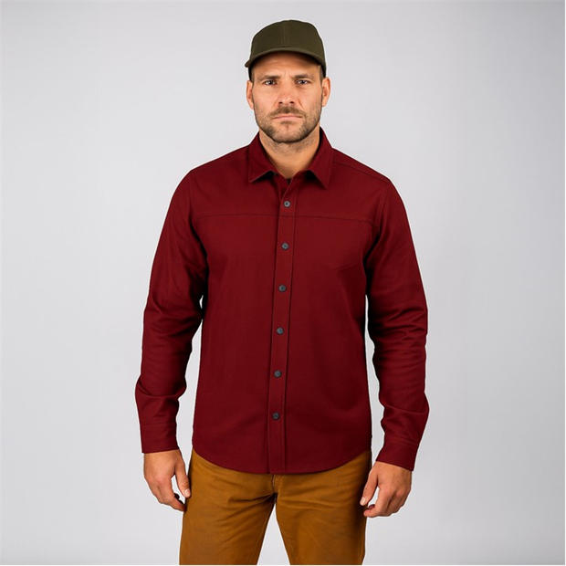Merlot - Roamers and Seekers - Men's Plaskett Long Sleeve Plain Shirt