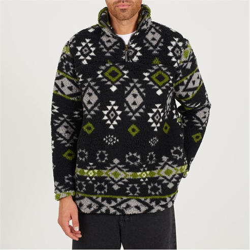 Brave Soul - Mens Quarter Zip Patterned Fleece