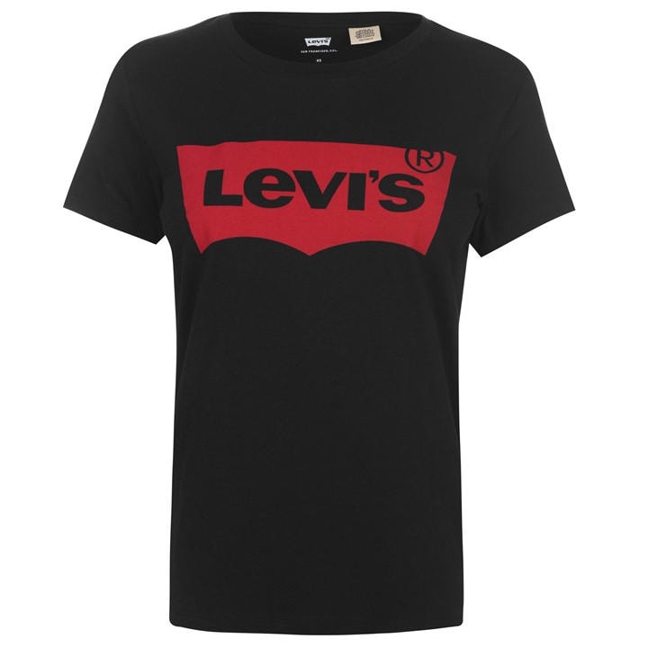 Levis Women's Black Batwing Logo T Shirt in Size 14, Sports Direct