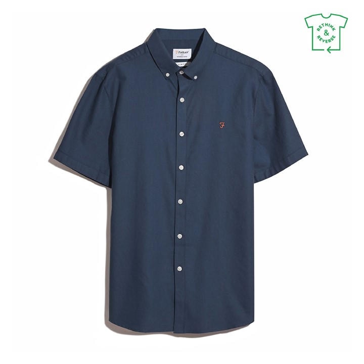 Farah Men's Blue Brewer Short Sleeve Shirt in Size XL, Sports Direct