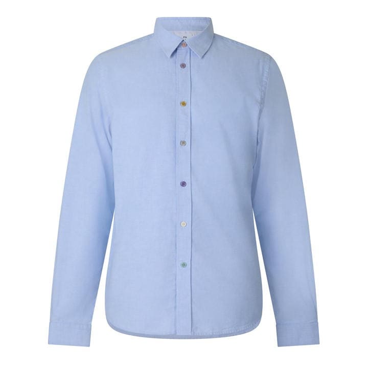 Ps Paul Smith Men's Blue -Button Cotton Long-Sleeve Tailored-Fit Shirt in Size XL, Sports Direct