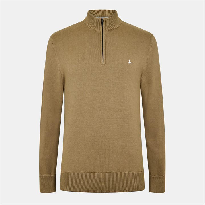 Jack Wills Men' Beige Jack Funnel Neck Half Zip Jumper in Size S, Sports Direct