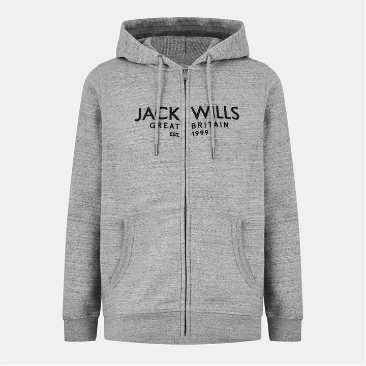 Jack Wills Men's Grey Pinebrook Graphic Zip Hoodie in Size XS, Sports Direct