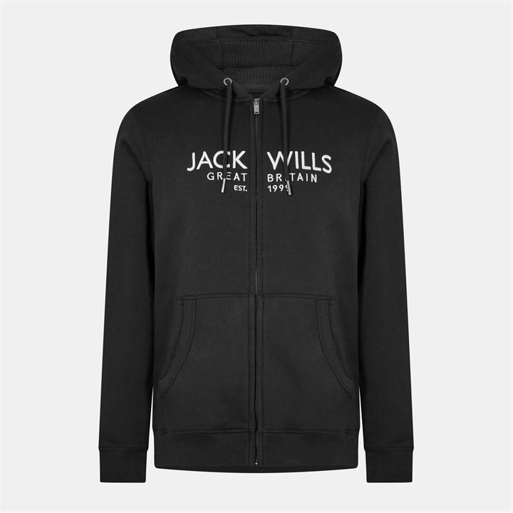 Jack Wills Men's Black Pinebrook Graphic Zip Hoodie in Size XS, Sports Direct