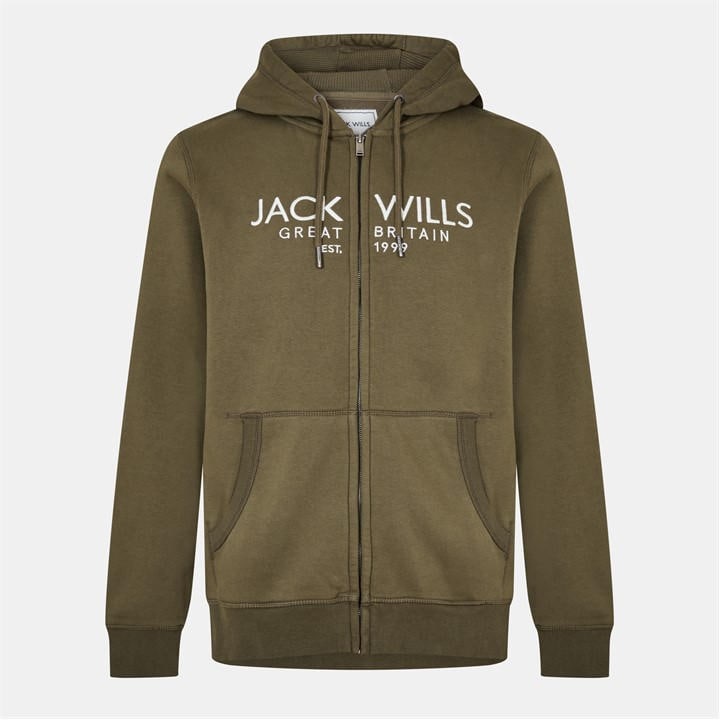 Jack Wills Men's Green Pinebrook Graphic Zip Hoodie in Size XS, Sports Direct