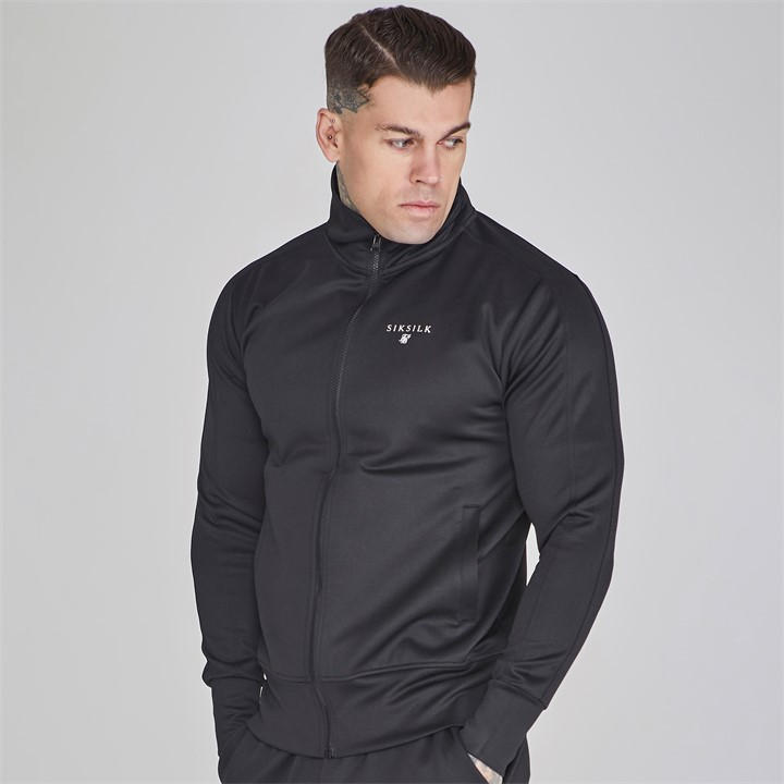 Siksilk Men's Black Silksilk Essential Poly Tracksuit Top in Size L, Sports Direct