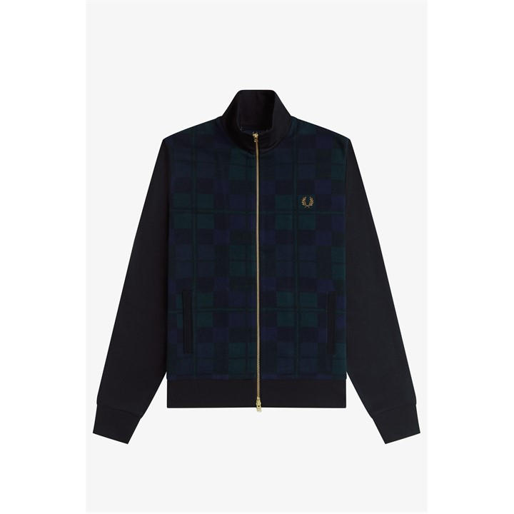 Fred Perry Men's Black Fred Tartan Tracktop Sn61
