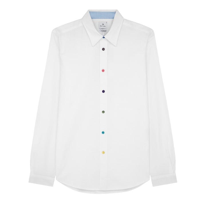 Ps Paul Smith Men' White -Button Long-Sleeve Plain Shirt in Size S, Sports Direct