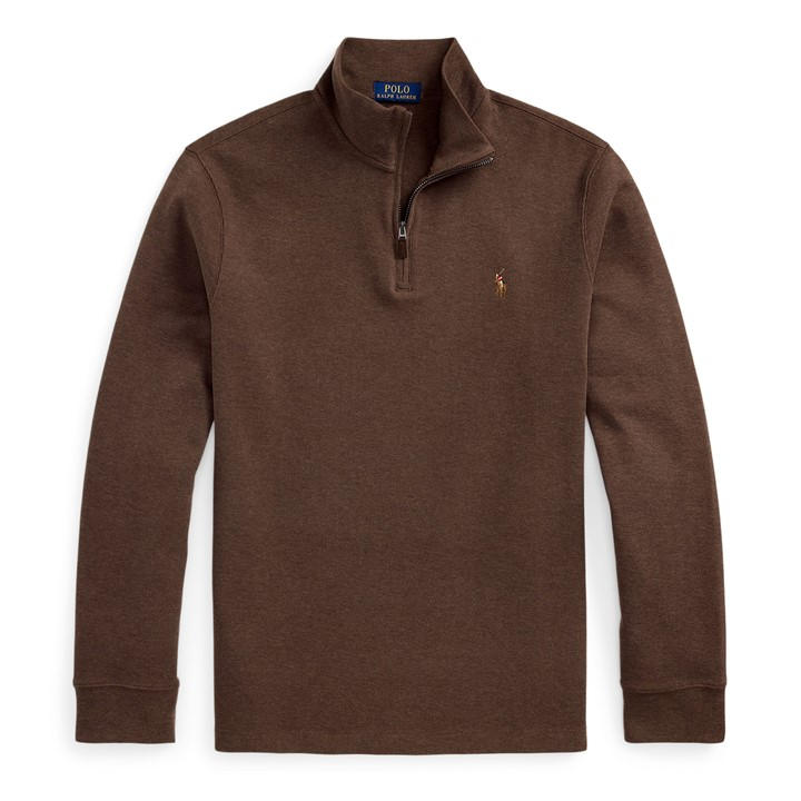 Polo Ralph Lauren Men's Brown Estate Fleece Quarter Zip Sweater in Size XL, Sports Direct