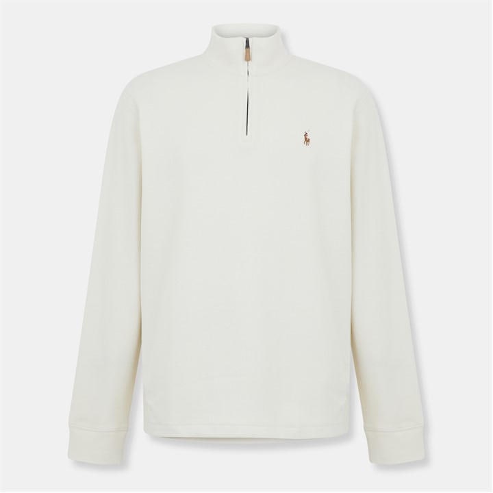Polo Ralph Lauren Men's Cream Estate Fleece Quarter Zip Sweater in Size 2XL, Sports Direct