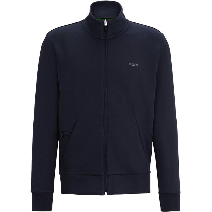 Boss Men's Blue Skaz Full-Zip Fleece Hoodie, High Neck Design in Size L, Sports Direct