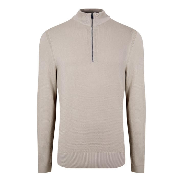 Boss Men's Beige Hbb Ebrando Black Zipped Crew Neck Jumper in Size 2XL, Sports Direct