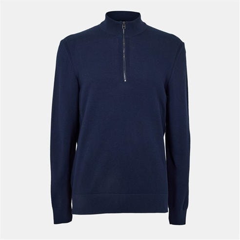 Boss - Men's HBB Ebrando Black Zipped Crew Neck Jumper