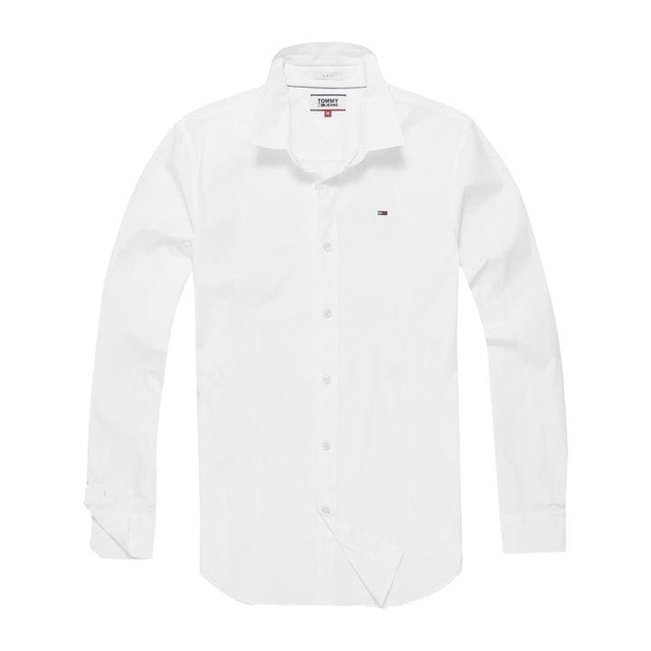 Tommy Jeans Men's White Original Stretch Shirt in Size L, Sports Direct