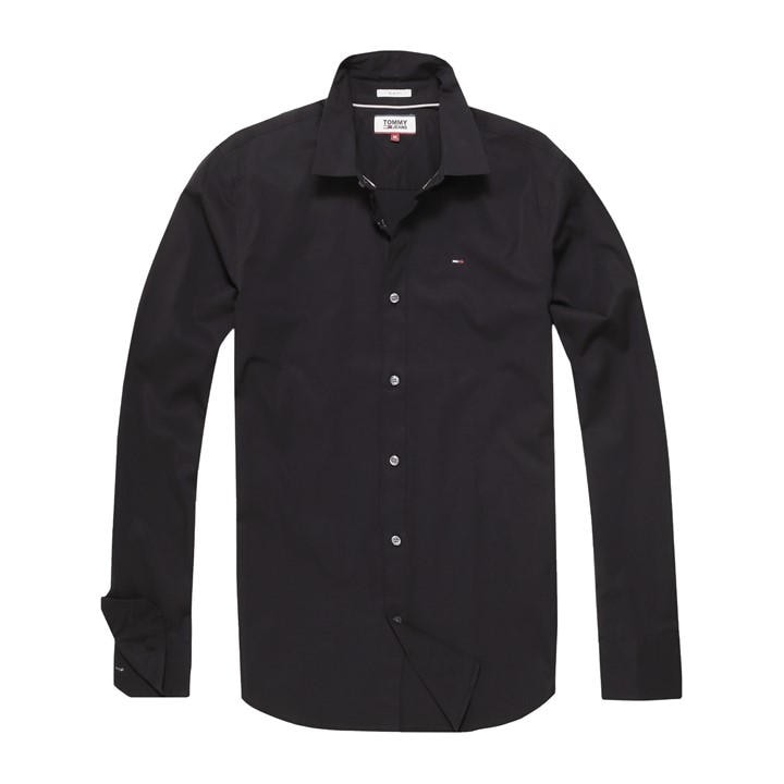 Tommy Jeans Men's Black Original Stretch Shirt in Size L, Sports Direct