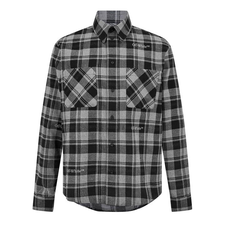 Off White Men's Black Check Shirt Small