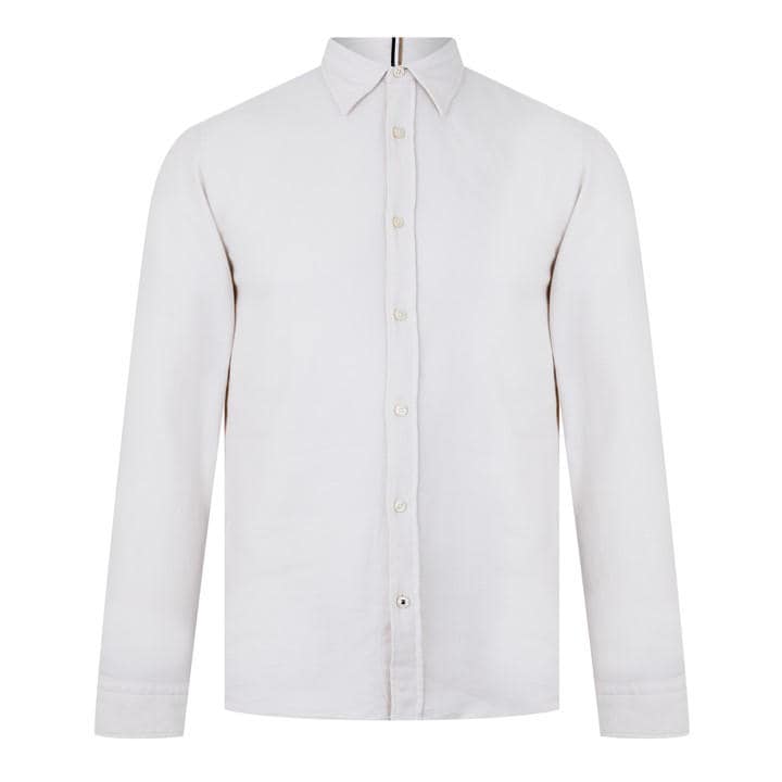 Boss Men's White C-Roan-Kent-C-244 Black Long Sleeve Plain Shirt in Size L, Sports Direct
