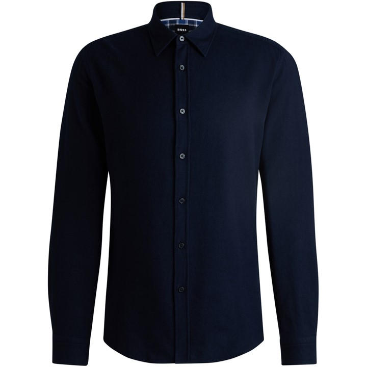 Boss Men' Blue C-Roan-Kent-C-244 Black Long Sleeve Plain Shirt in Size S, Sports Direct