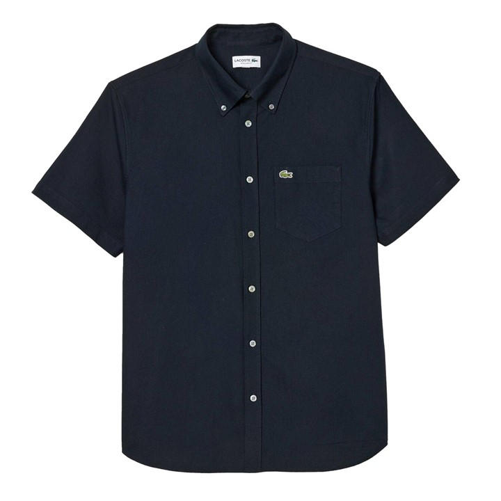 Lacoste Men's Blue Short Sleeve Oxford Shirt in Size 2XL, Sports Direct