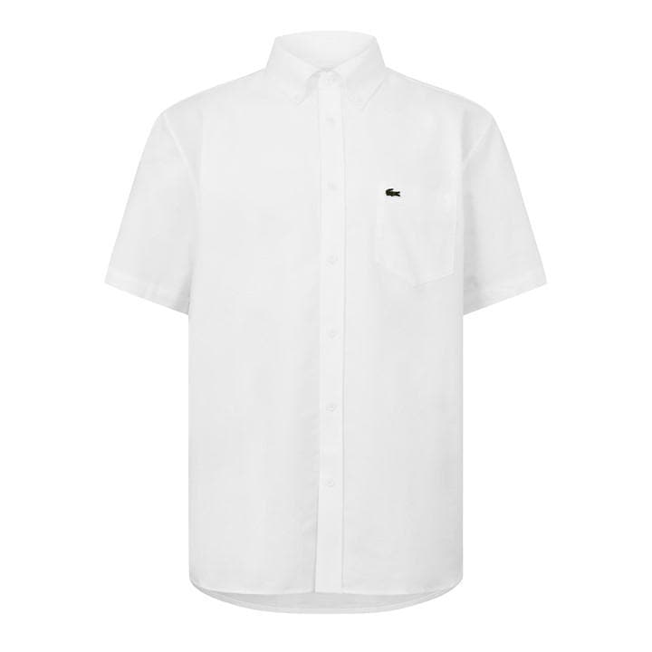 Lacoste Men's White Short Sleeve Oxford Shirt in Size 2XL, Sports Direct