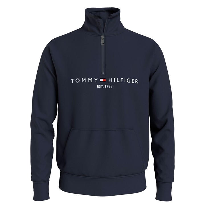 Tommy Hilfiger Men's Blue Logo Mockneck Sweatshirt in Size 2XL, Sports Direct