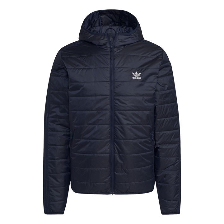 Adidas Originals Men' Blue Padded Hooded Recycled Long Sleeve Puffer Jacket in Size S, Sports Direct