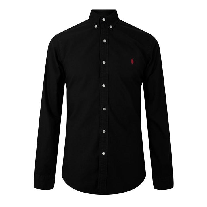 Polo Ralph Lauren Men's Black Slim Fit Poplin Long-Sleeve Shirt in Size 2XL, Sports Direct