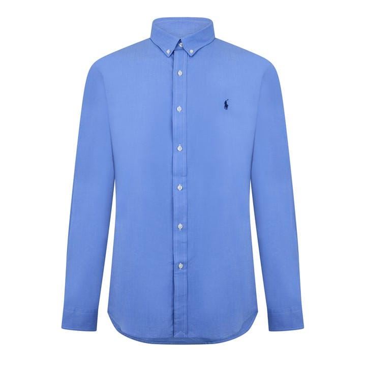 Polo Ralph Lauren Men's Blue Slim Fit Poplin Long-Sleeve Shirt in Size 2XL, Sports Direct