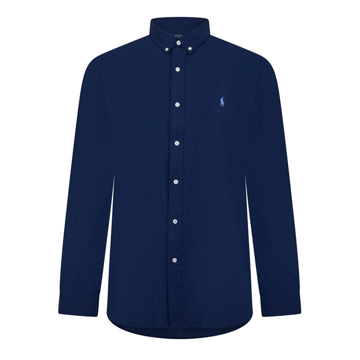 Polo Ralph Lauren Men's Blue Slim Fit Poplin Long-Sleeve Shirt in Size L, Sports Direct