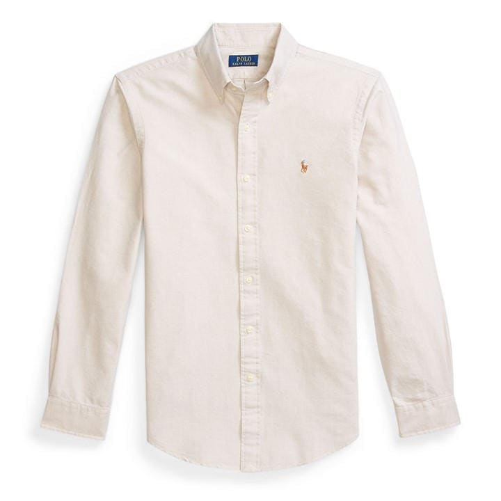 Polo Ralph Lauren Men's Beige Slim Fit Oxford Long Sleeve Shirt in Size 2XL, Sports Direct