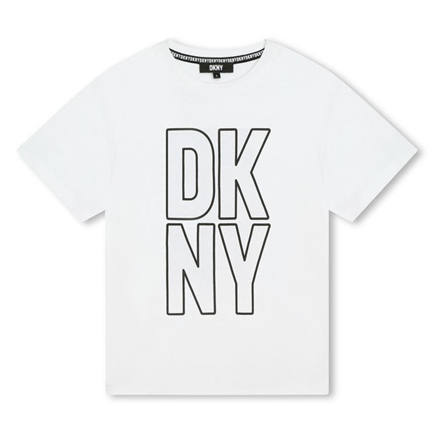 DKNY Canottiera In Seta Con Logo, Donna, Girocollo, Morbida E Leggera