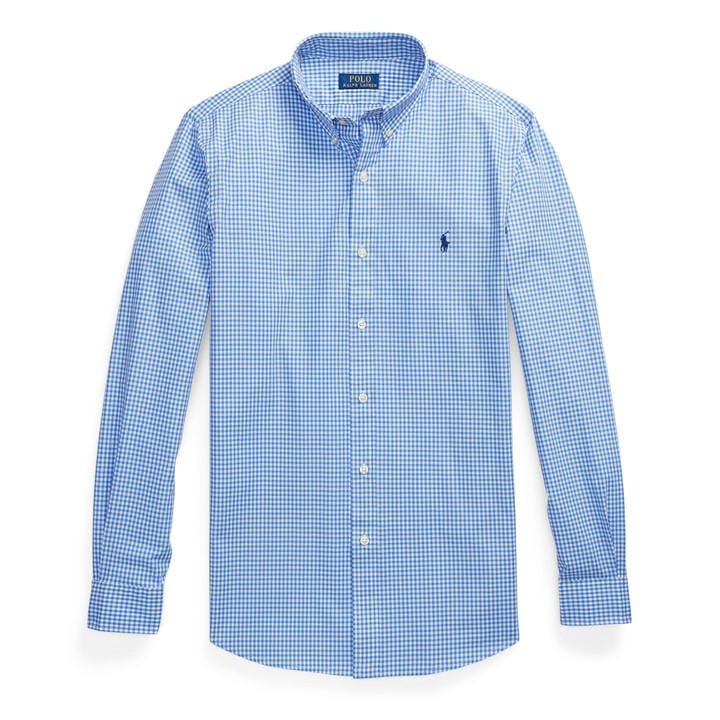 Polo Ralph Lauren Men' Blue Gingham Poplin Slim Fit Shirt in Size S, Sports Direct
