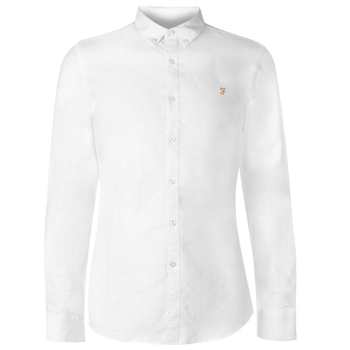 Farah Men's White Oxford Long Sleeve Shirt in Size L, Sports Direct