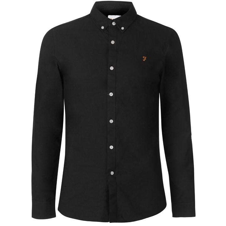 Farah Men's Black Oxford Long Sleeve Shirt in Size XS, Sports Direct