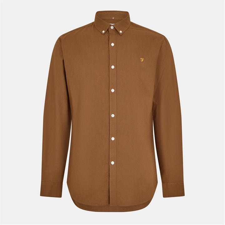 Farah Men' Brown Oxford Long Sleeve Shirt in Size S, Sports Direct