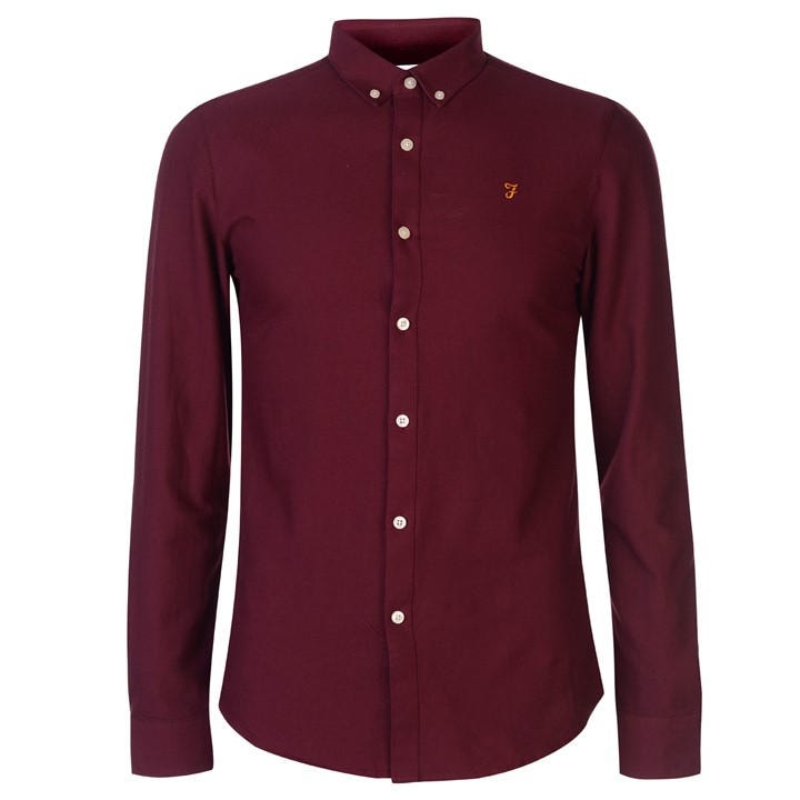 Farah Men's Red Oxford Long Sleeve Shirt in Size 2XL, Sports Direct